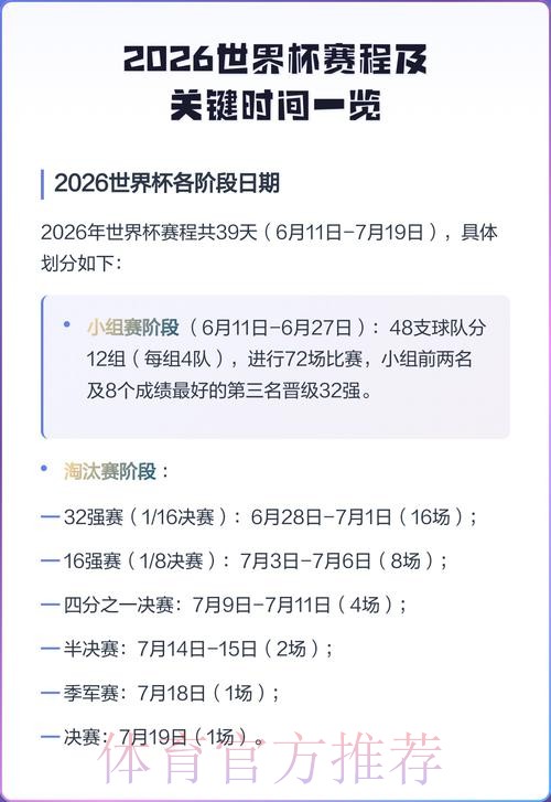 2026世界杯每日赛程完整版最新时间表免费观看